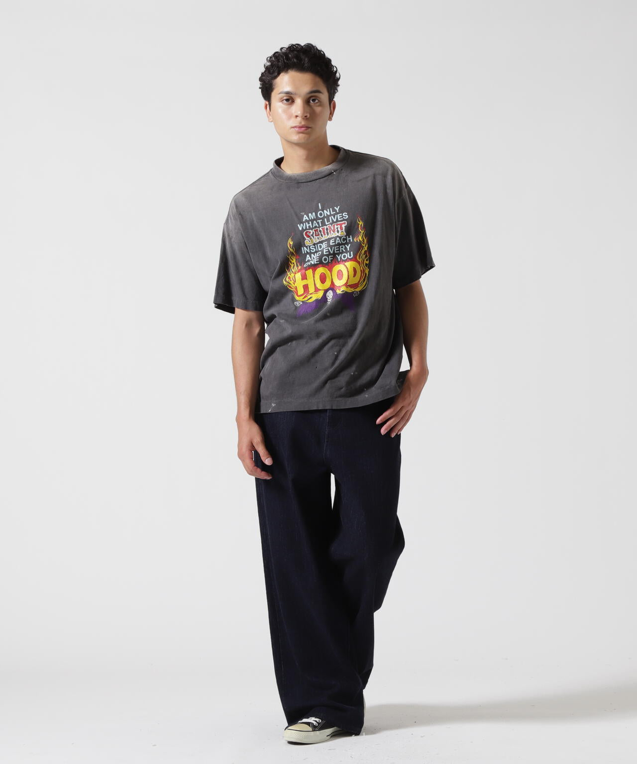 SAINT MICHAEL/セントマイケル/NH SS TEE STHD.HOOD BLACK | ROYAL