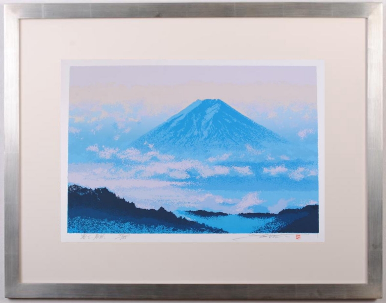 富士山の絵をシルクスクリーンの版画で制作した池上壮豊の富士山の絵