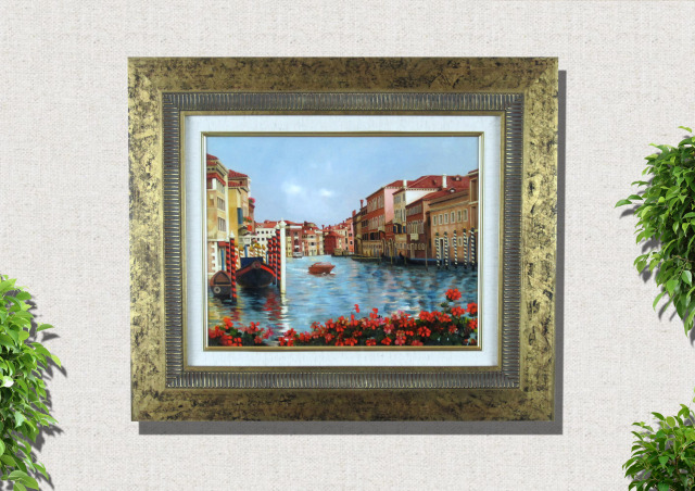 風景 水彩画 フレーム付き 2017年作 F6サイズ 原画 風景 水彩画