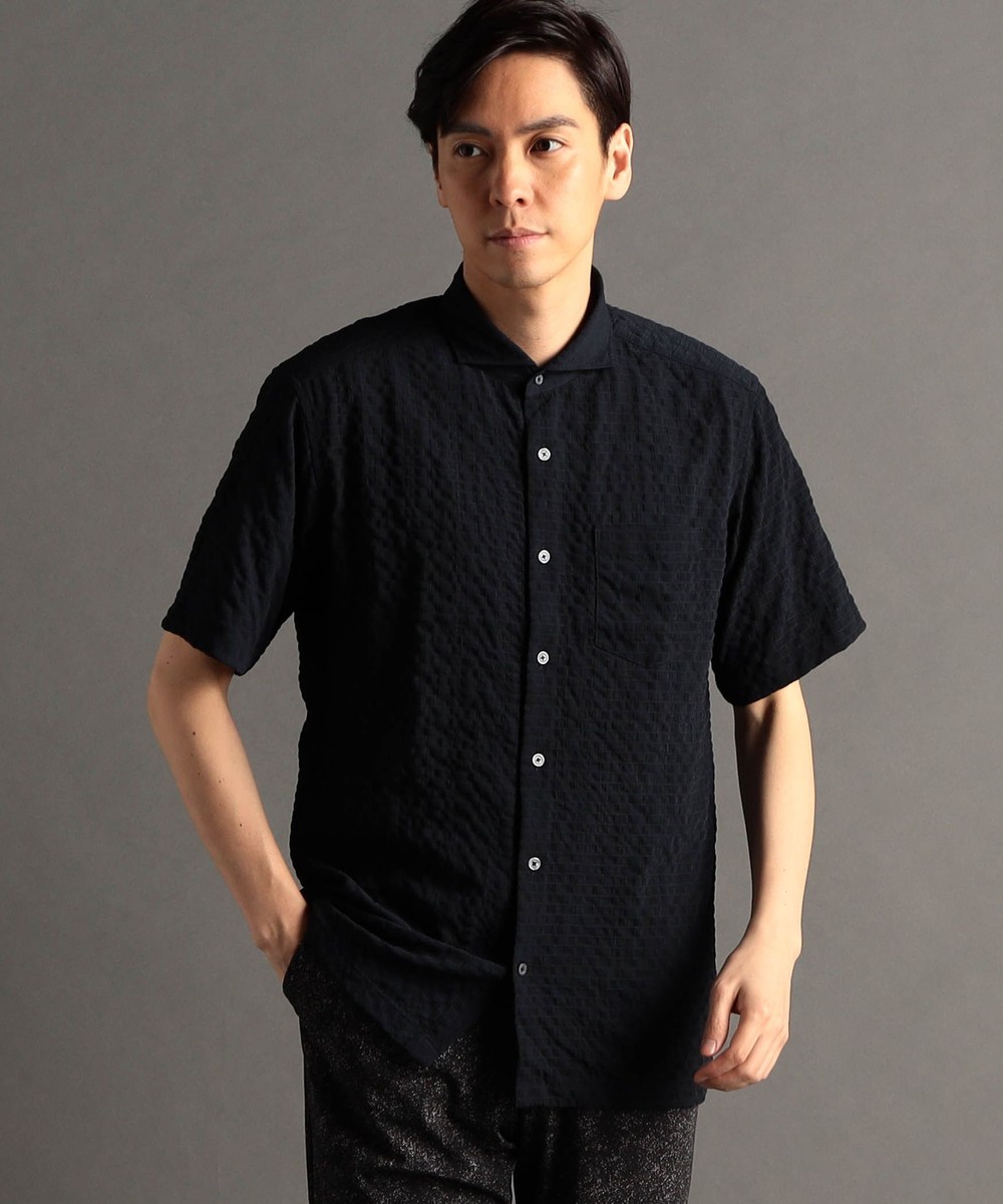 ドビーサッカー カッタウェイカラー半袖シャツ｜シャツ/ブラウス