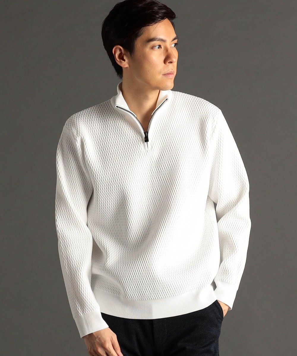 ダイヤジャカード ハーフジップスタンドカラーニット｜プルオーバー
