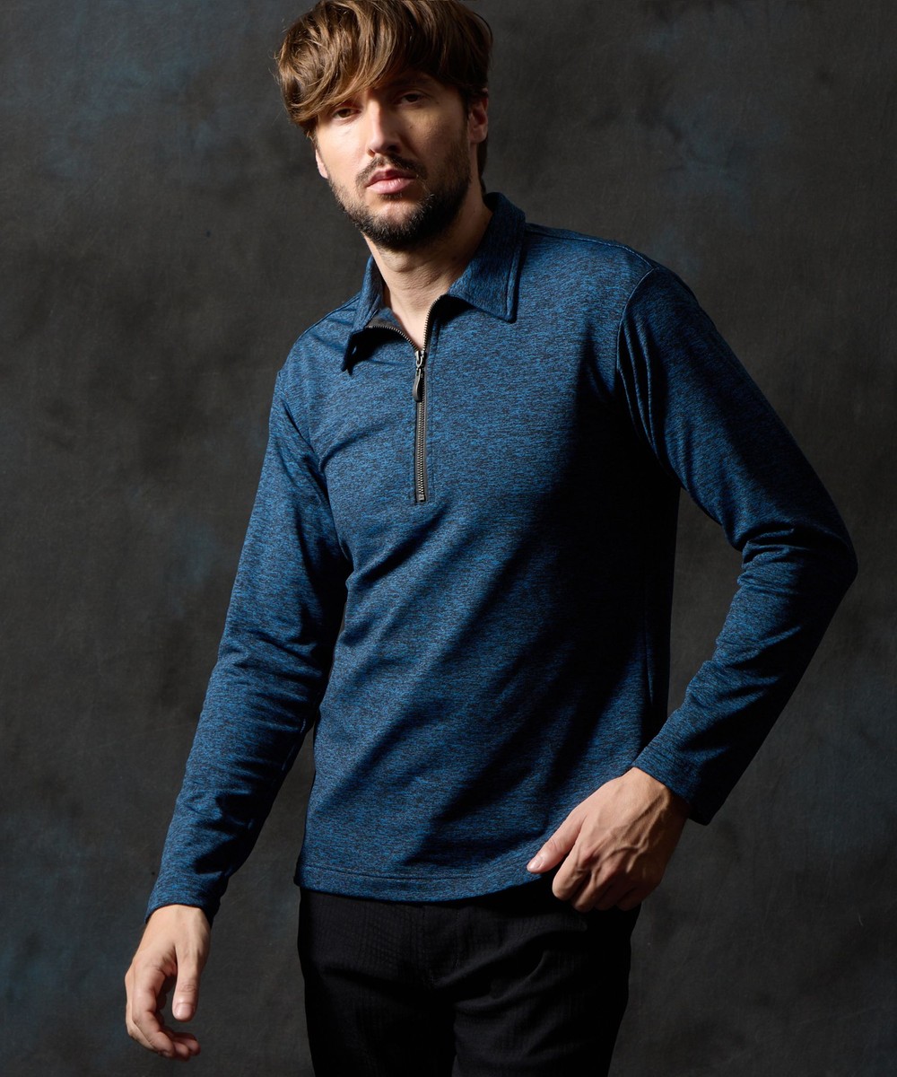 MALBON NIKE コラボダークブルー ハーフジップ 長袖シャツ Malbon