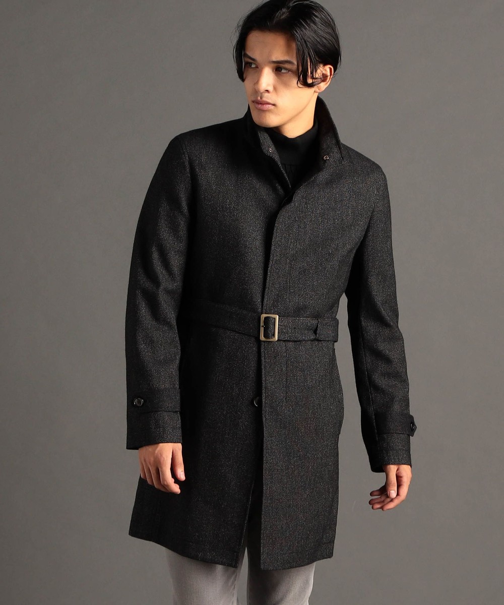 canal deux Luxe】ウールブレンドピンヘッド スタンドカラーコート