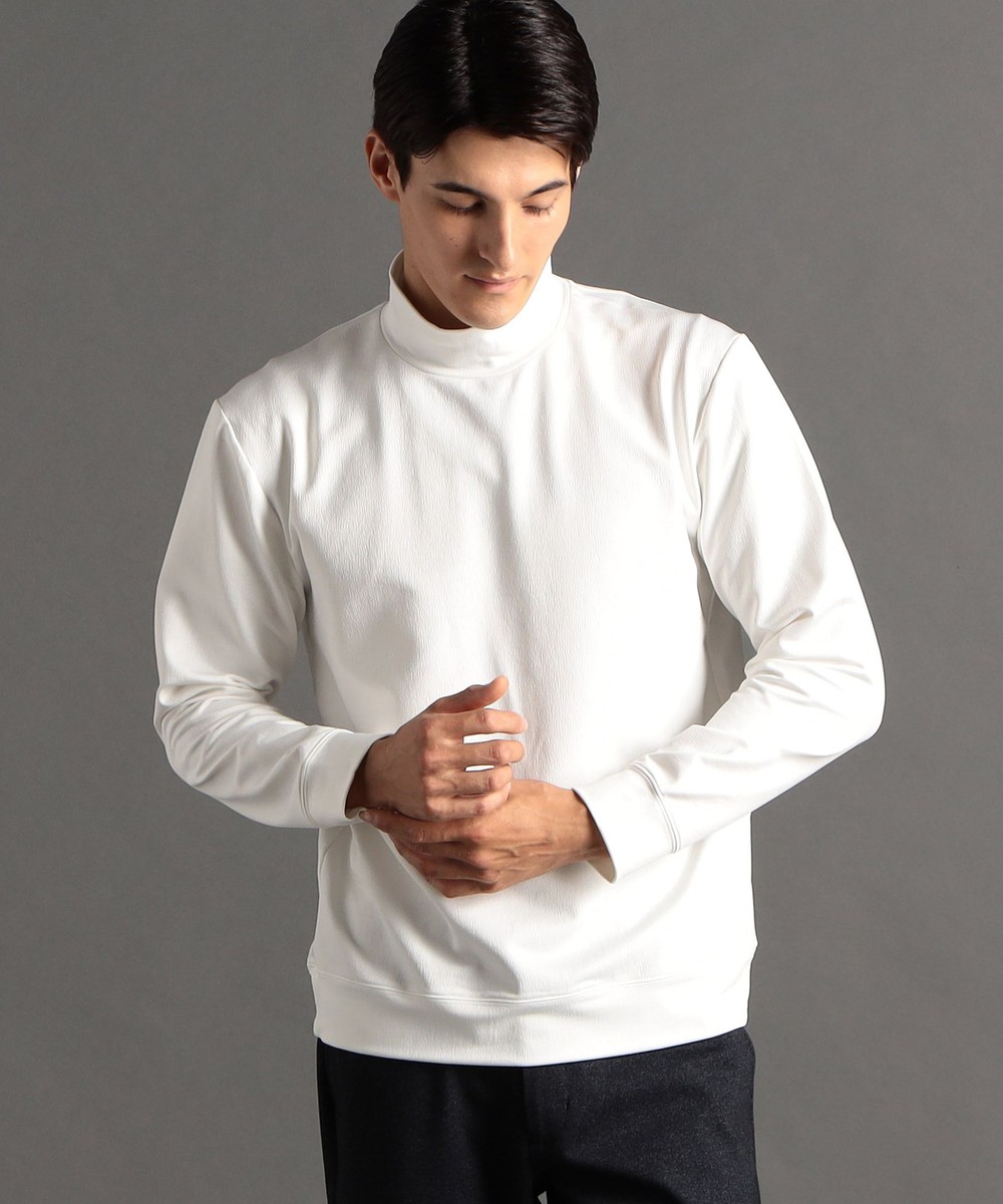 メランジジャカード裏起毛 モックネックプルオーバー｜カットソー