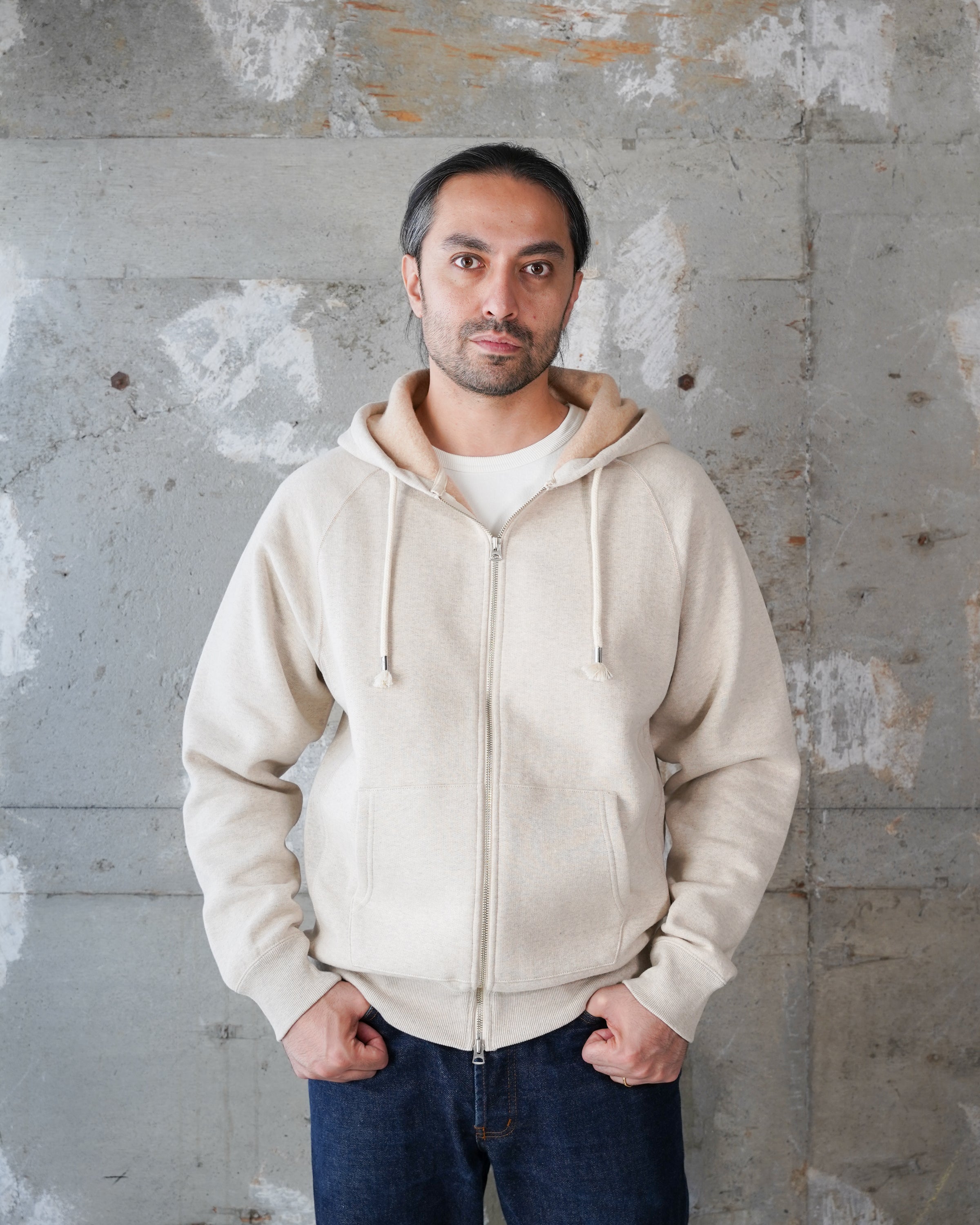Zip Hoodie - Fleeced Foxfibre® - Oatmeal | Wonder Looper