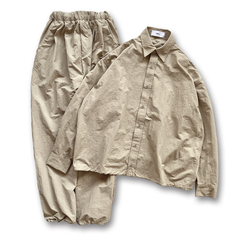 loose silhouette nylon shirt set up / beige（ルーズシルエット