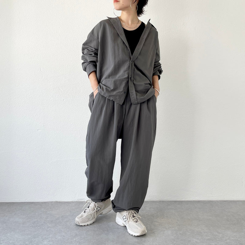 loose silhouette nylon shirt set up / charcoal（ルーズシルエット