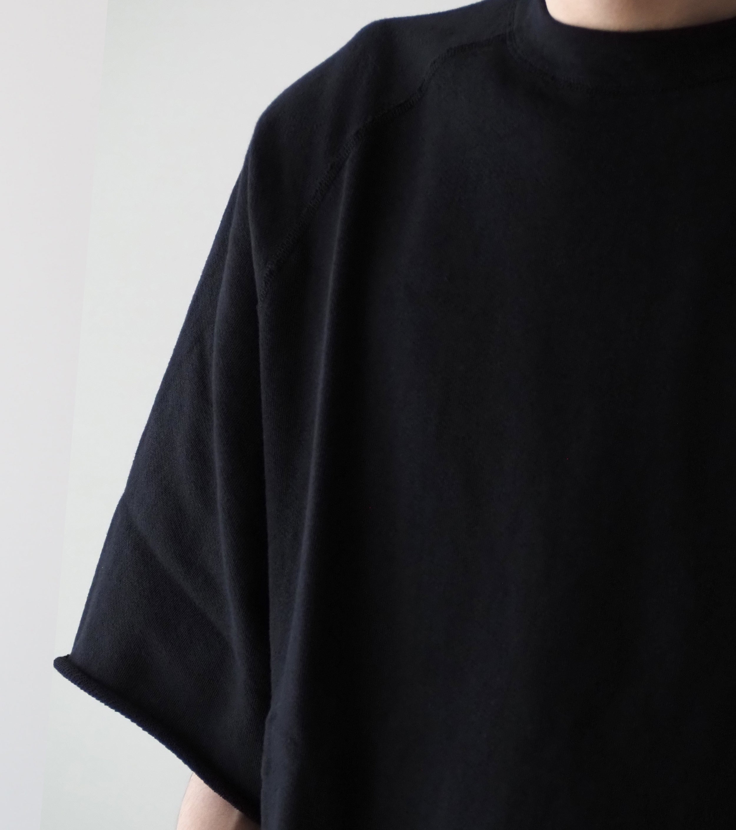 COMOLI LW コットン裏毛 半袖クルー , Black – Navyblue