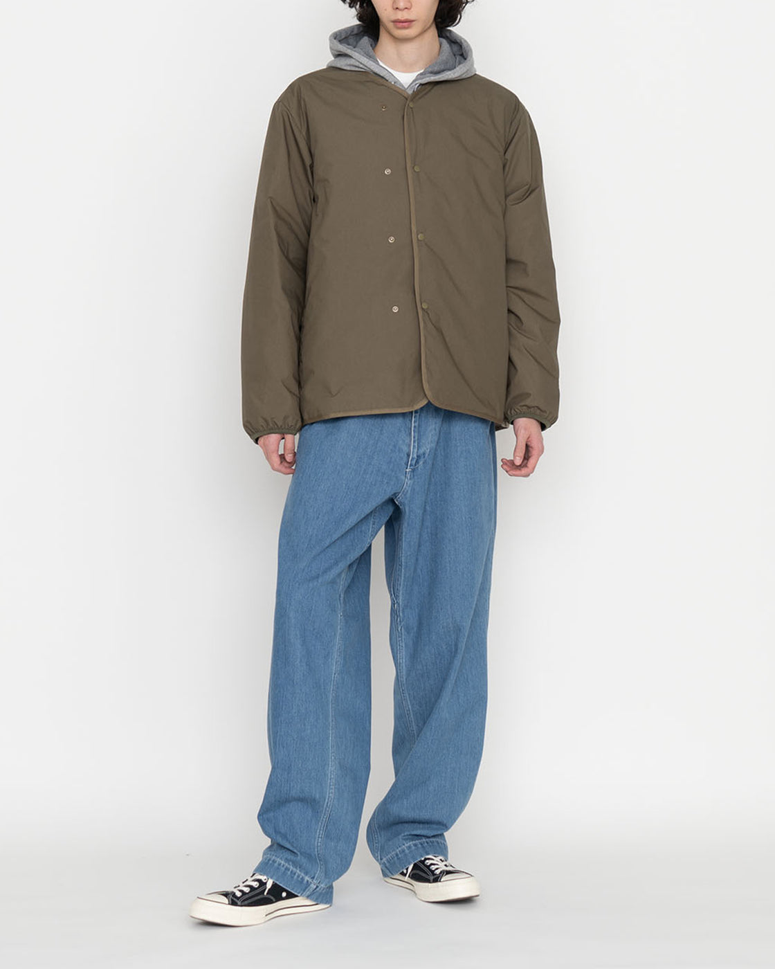 nanamica リバーシブル ダウン カーディガン, Khaki Beige – Navyblue