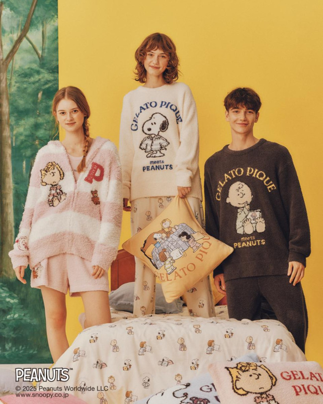 PEANUTS』×「ジェラピケ」がコラボ！ スヌーピーたちのおやすみ前を