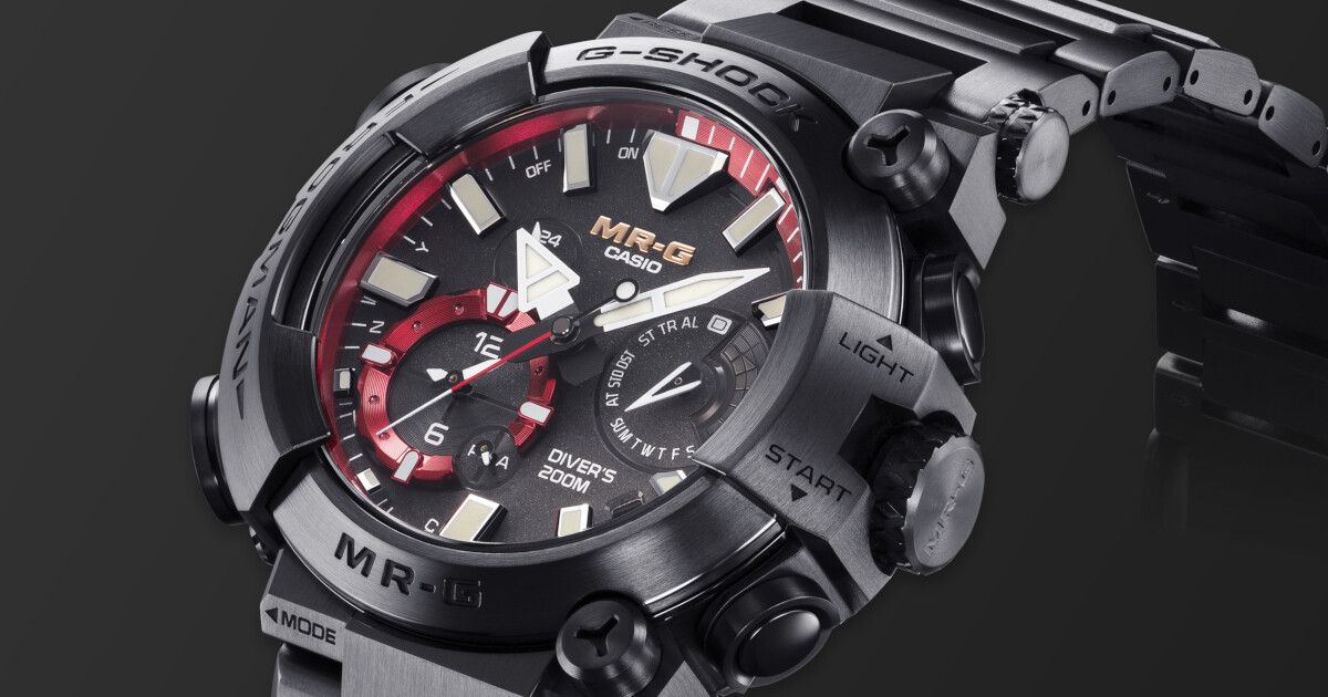 G-SHOCK、MR-Gフロッグマンにブラック×レッドの新色 - チタンバンド