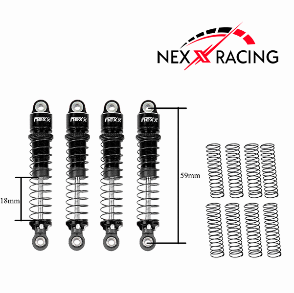 NX-518 Nexx Racing 59mm Long Oil Shocks (4pcs) for Redcat MT-18