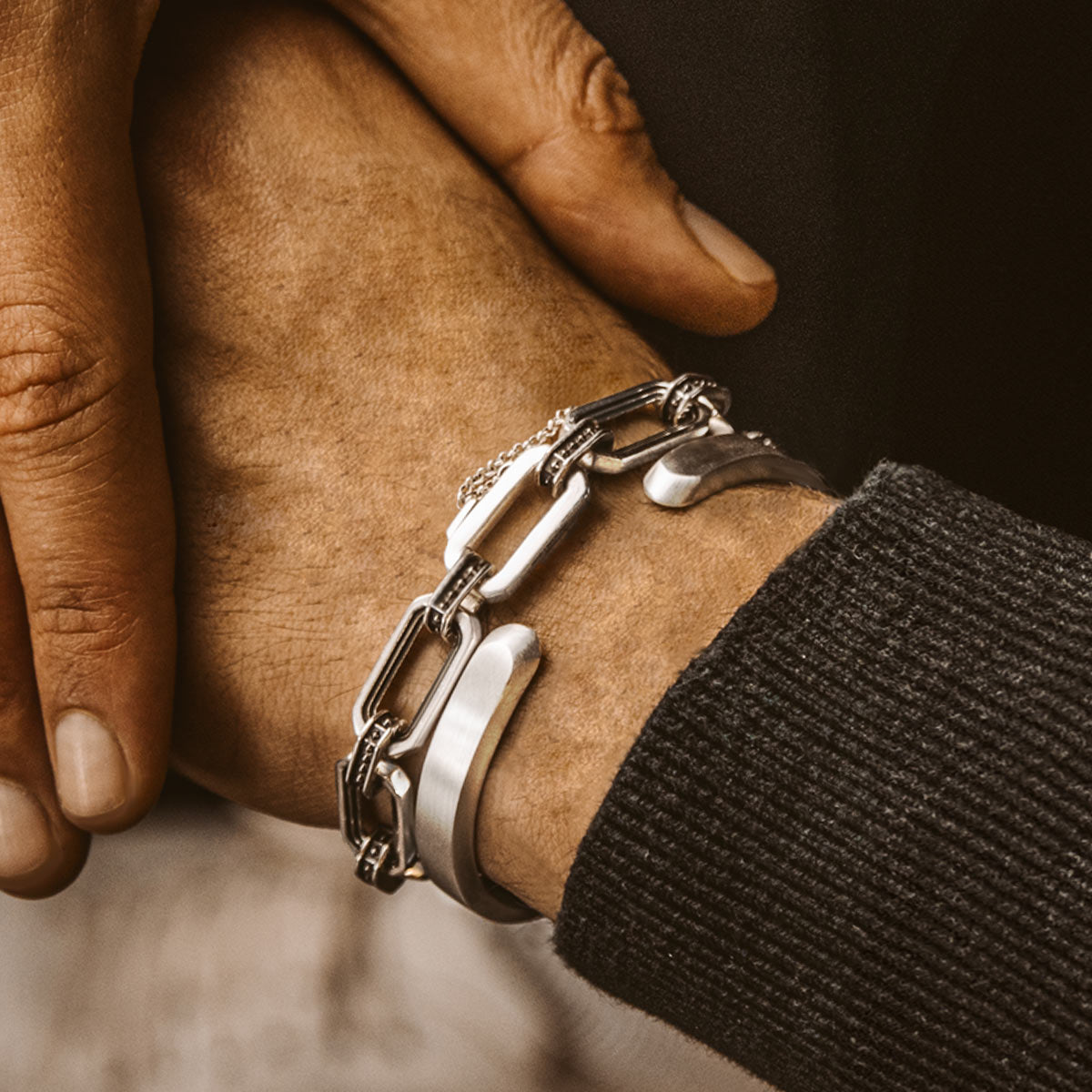 Sterling Silver Chain Link Bracelet for Men - Aqwas | NineTwoFive