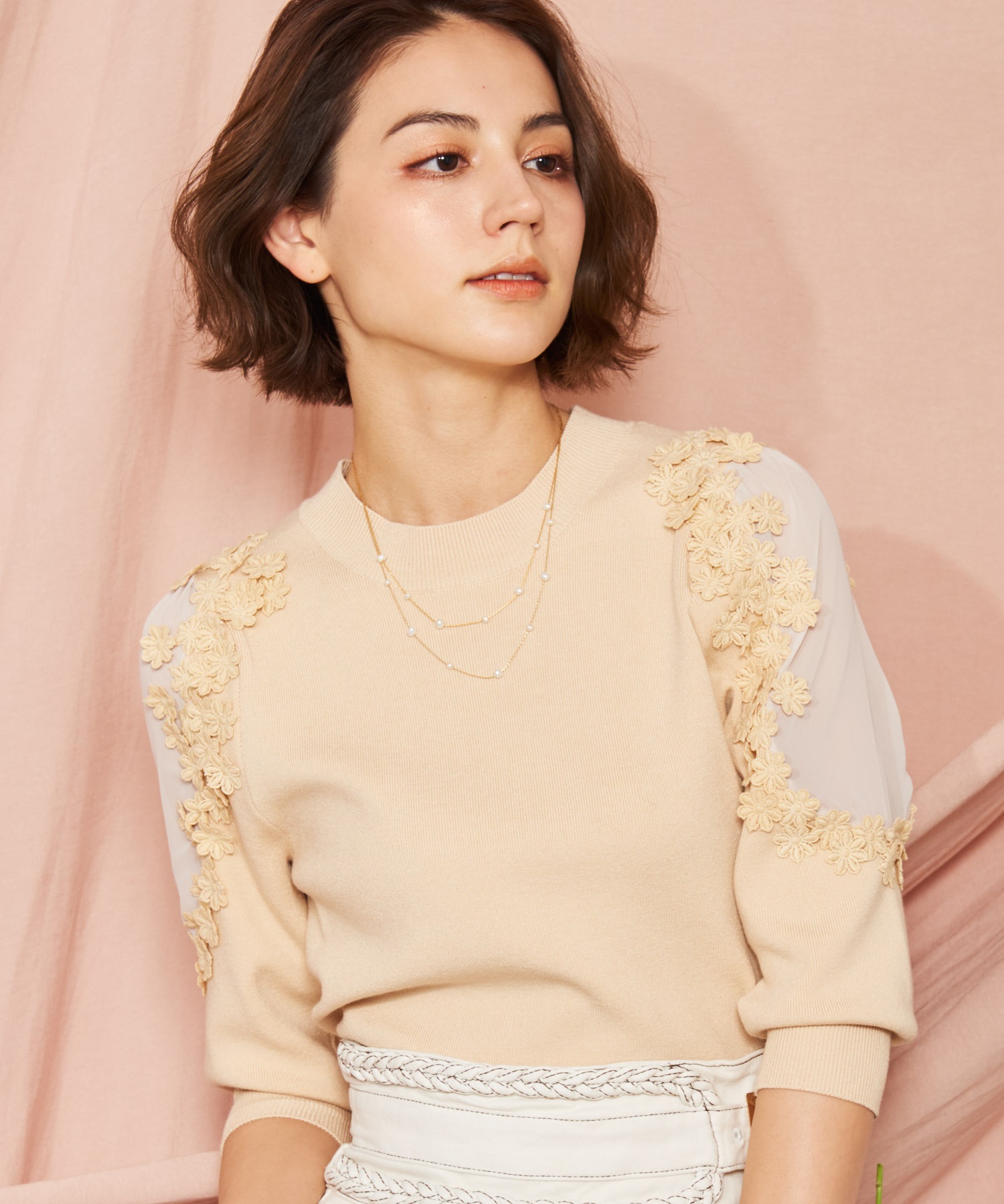 シアーショルダーフラワーニット | ニット | NOELA OFFICIAL WEB STORE