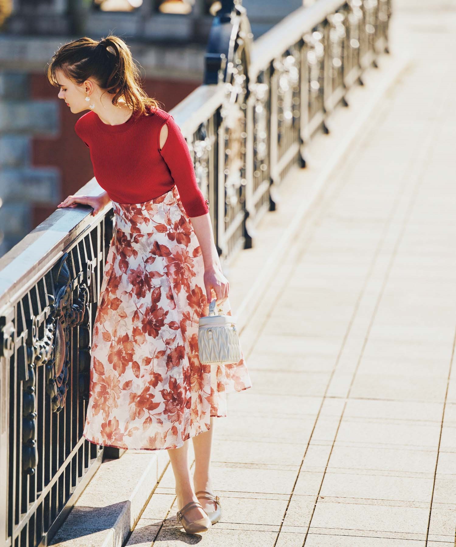 ビスチェ切替フラワープリントスカート | フレアスカート | NOELA