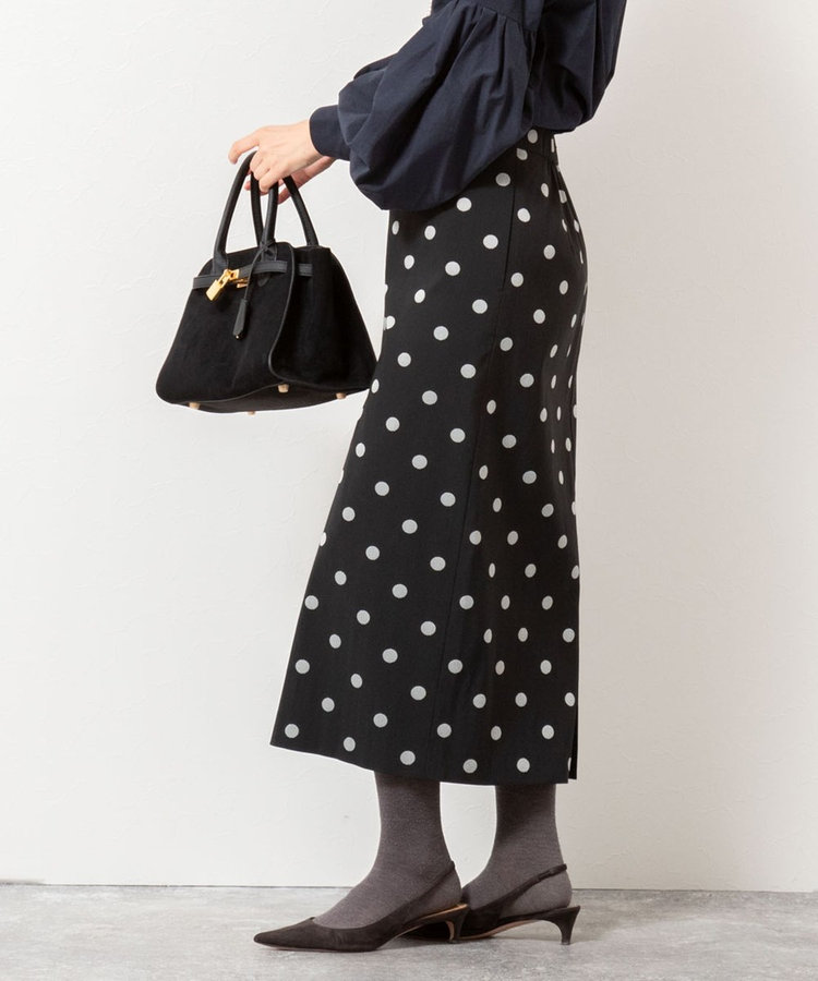 ウォッシャブルストレッチドットジャガードタイトスカート（5-0035-5