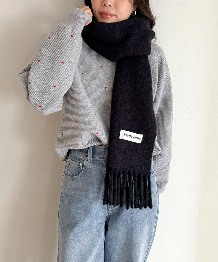 ウール混ブークレ無地マフラー 30（5-0560-6-34-104）｜fredy emue