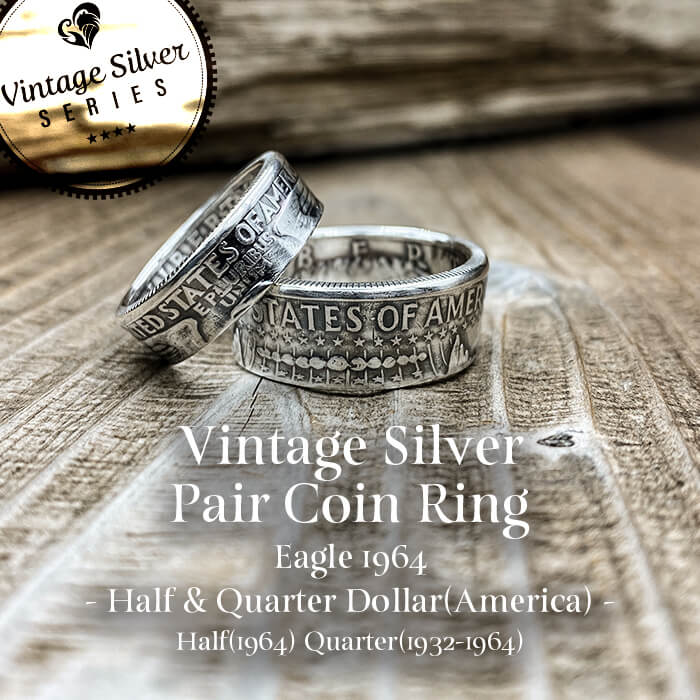 リング]シルバーペアコインリング Half(1964) & Quarter(1932-1964