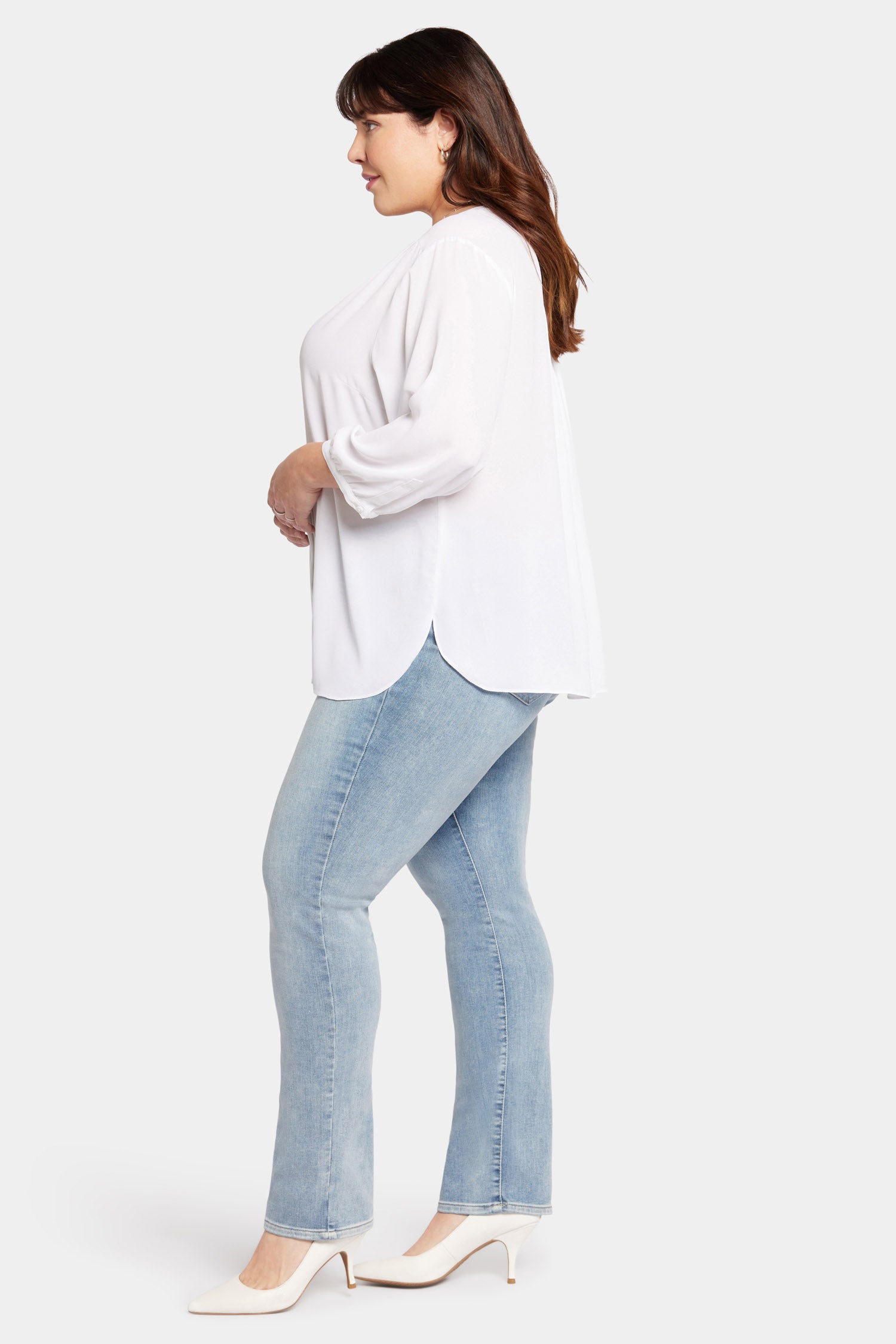 Pintuck Blouse In Plus Size - Optic White White | NYDJ