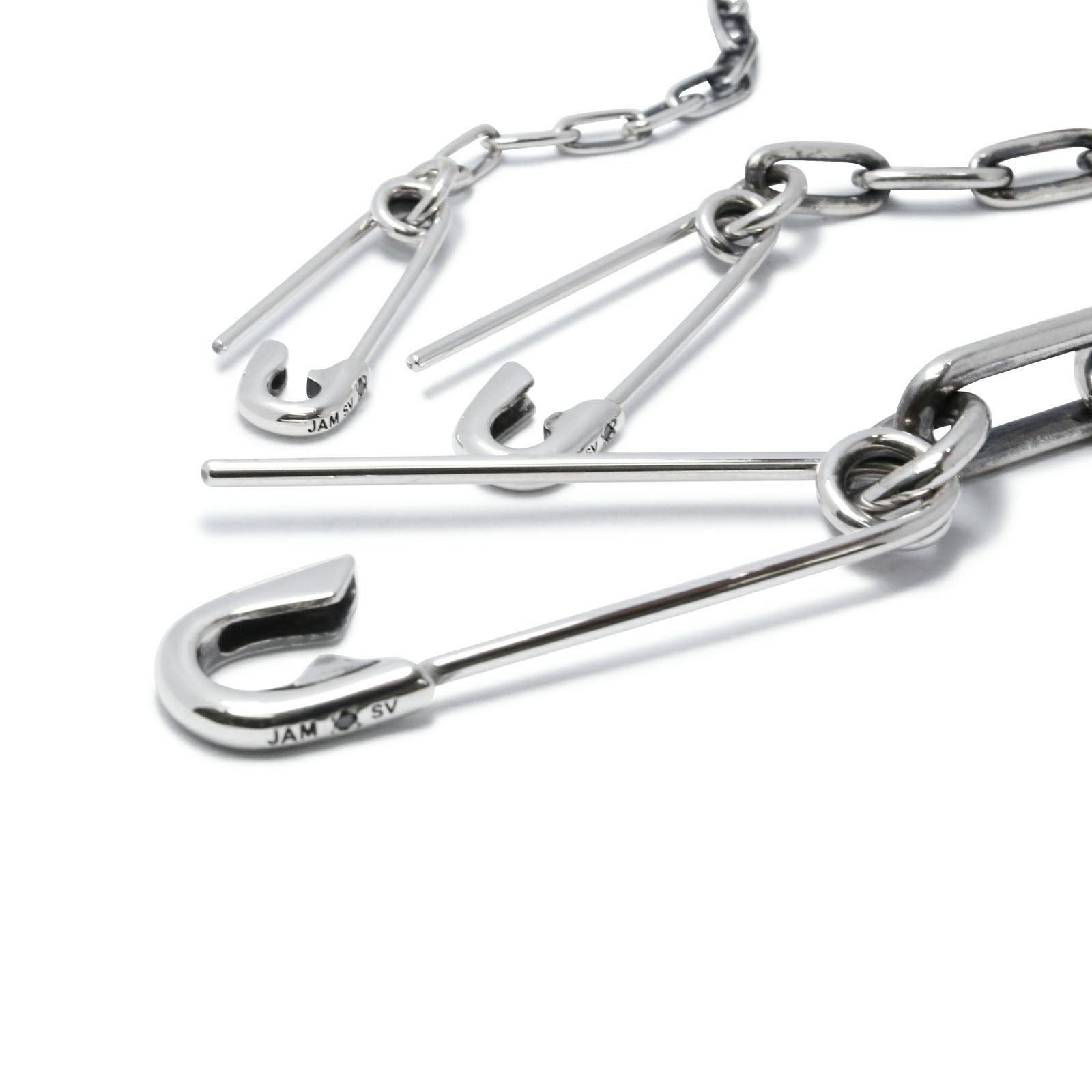 J-BR003-SV)安全ピン長アズキチェーンダイヤモンドブレスレットS