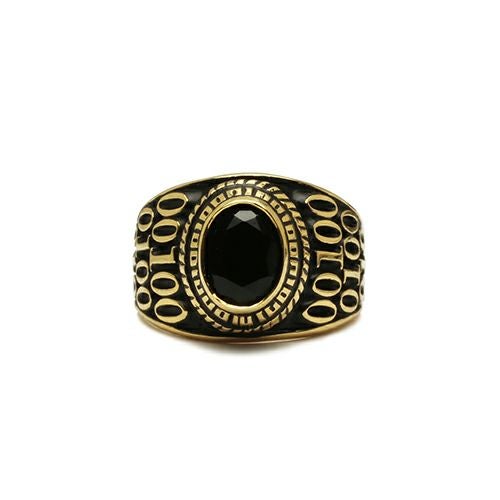 J-RI064K18)オニキス0010ハイブリッドカレッジリングS-K18イエロー