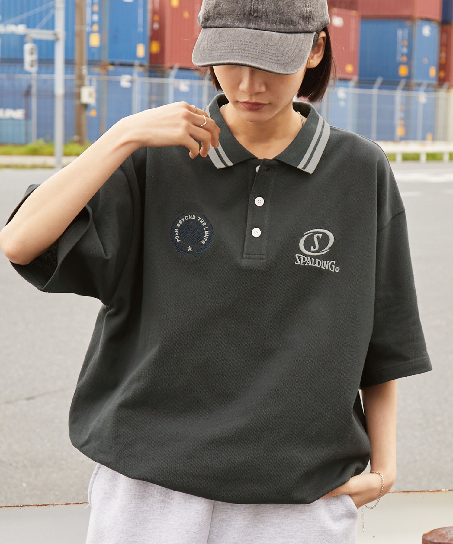 SPALDING/スポルディング 別注 ドロスト ロゴ刺繍 鹿の子半袖