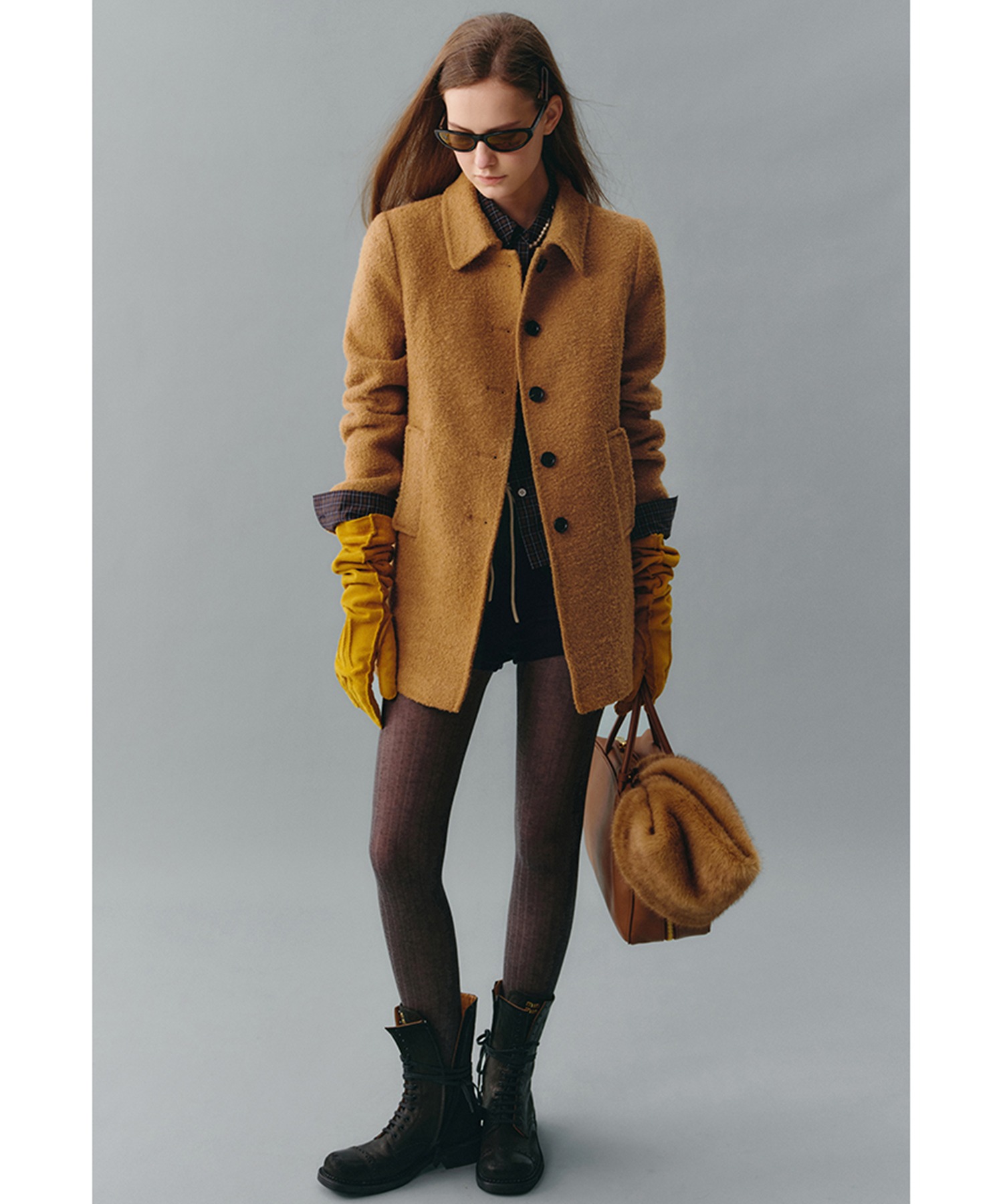 ミドル丈 ウール ステンカラーコート FD24W394【Fano Studios