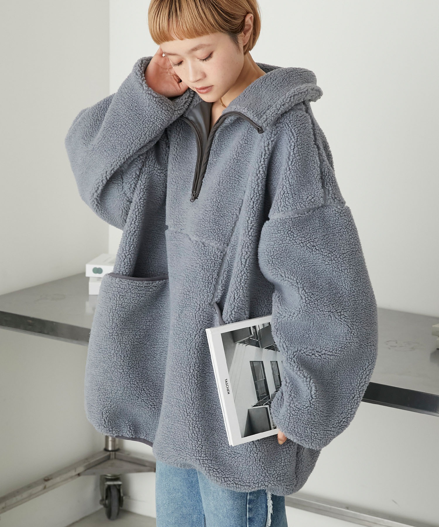 forksy.】ボアハーフジップアノラックプルオーバー forksy.│MONO-MART