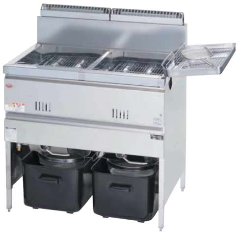 マルゼン 2槽ガスフライヤー MGF-18WK 油量：18L×2 - 業務用調理器具