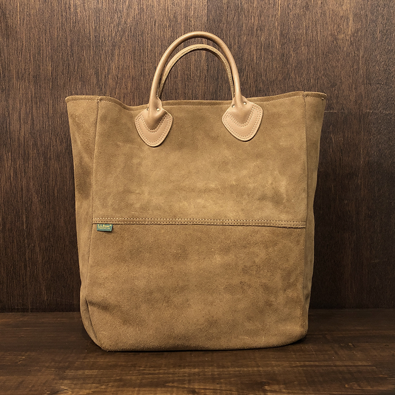 LL Bean Brown Suede All Leather Tote Bag Green Tag Deadstock