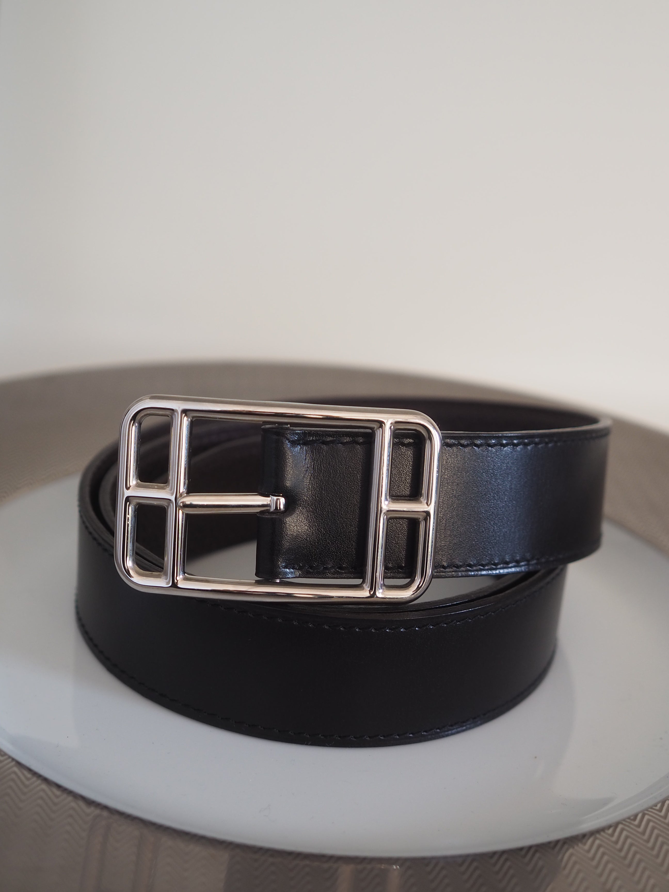 HERMES エルメス ケープコッド ベルト サイズ90 シルバー ブラック