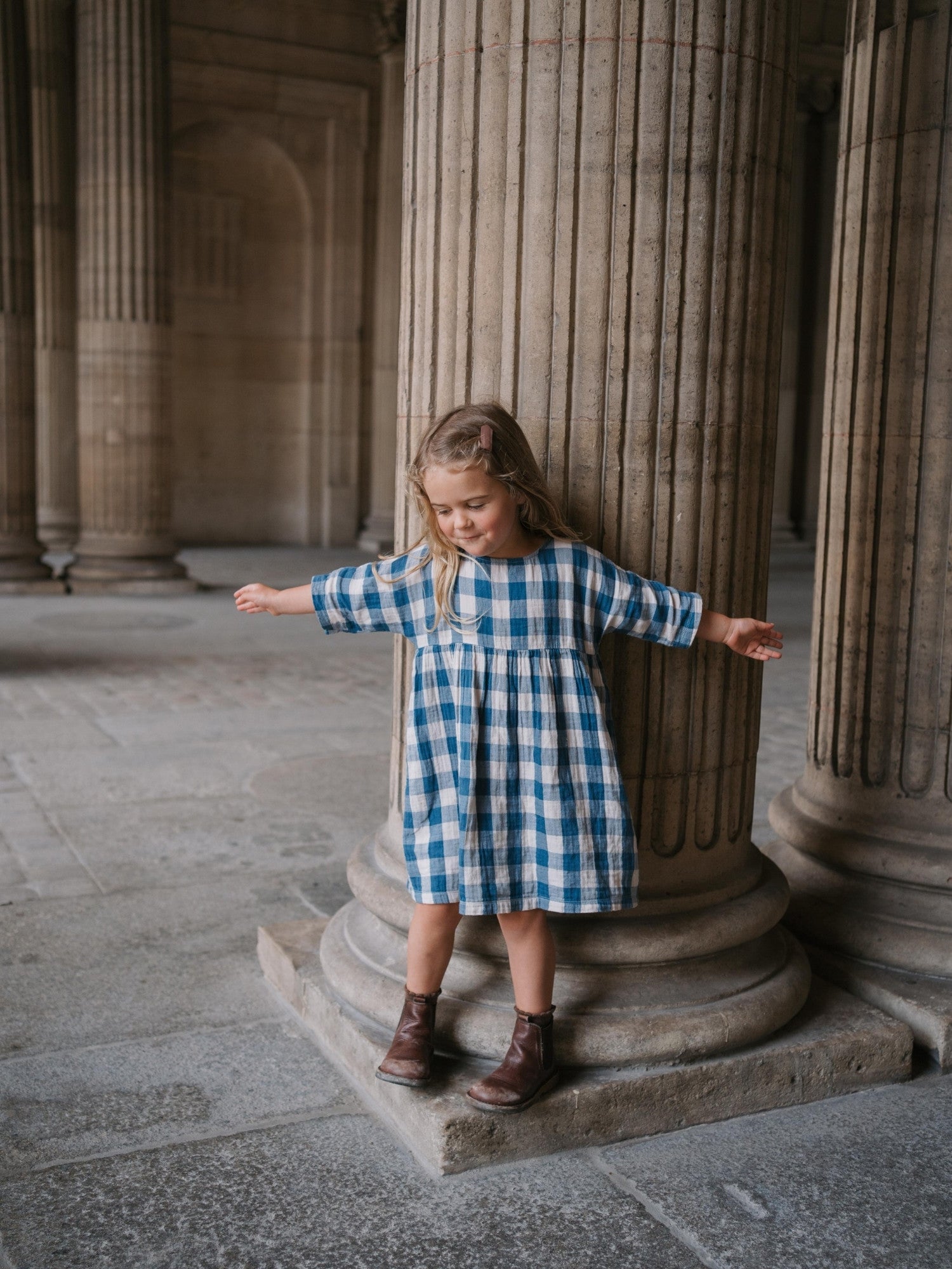 Pottery Blue Gingham Bella Dress | Organic Zoo