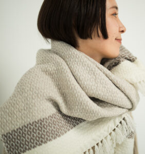ブランケットショール グラスパターン ベージュ [KAWARIシリーズ