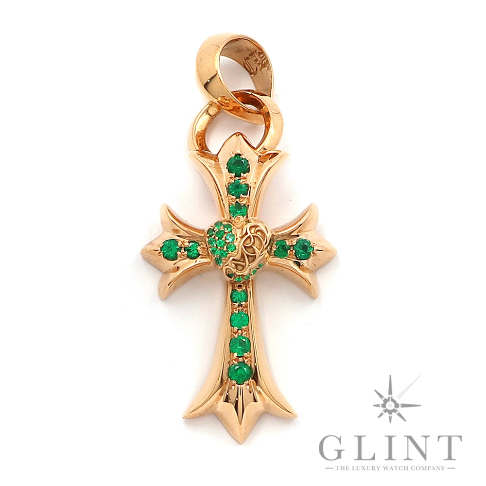 クロムハーツ22K HEART SML CH CROSS BALEEMERALD PENDANT ｜ GLINT