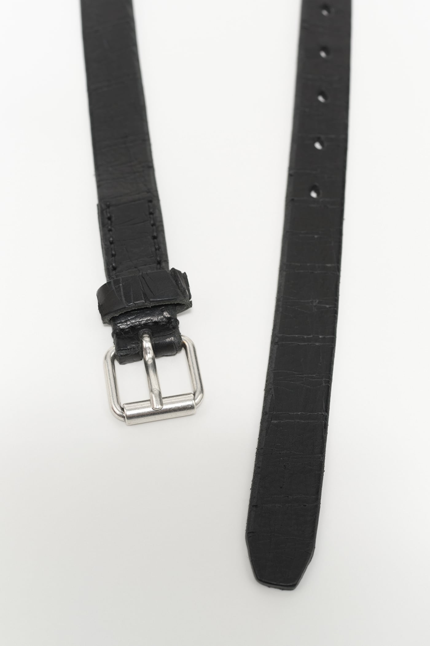Our Legacy - 3 cm Belt Laser Crack Black Leather.