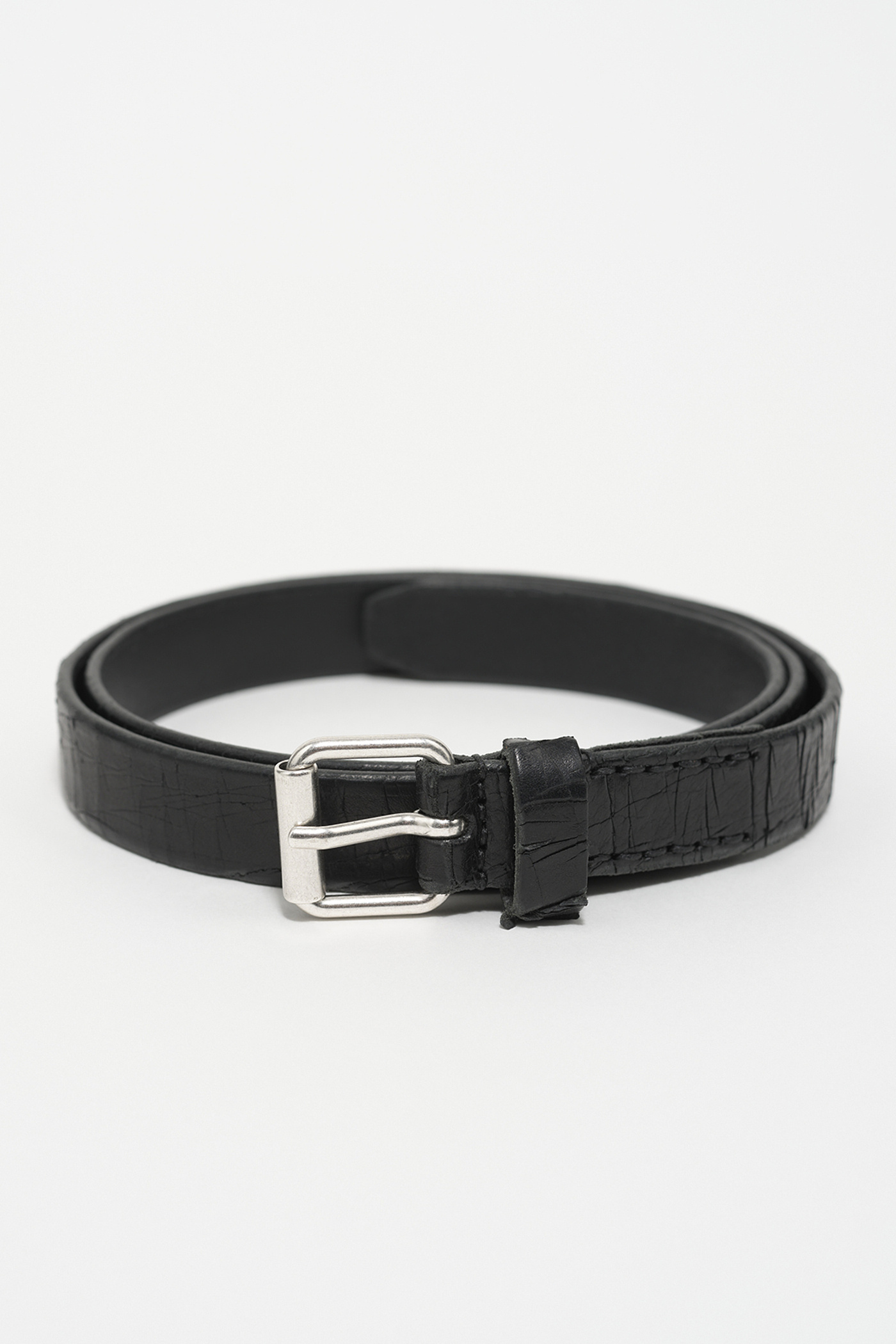 Our Legacy - 3 cm Belt Laser Crack Black Leather.