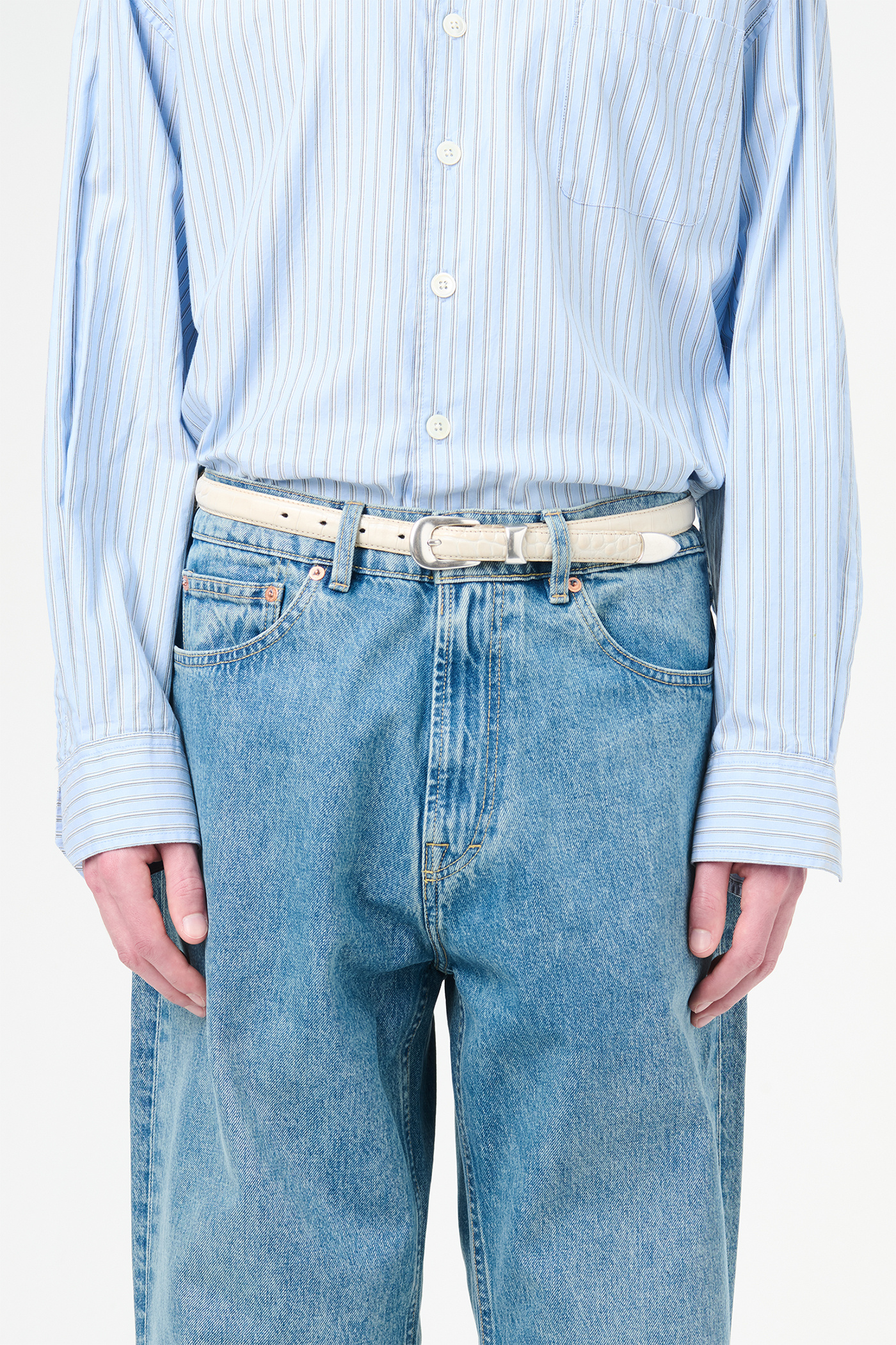 Our Legacy - 2 cm Belt Vanilla Croc Bull Hide