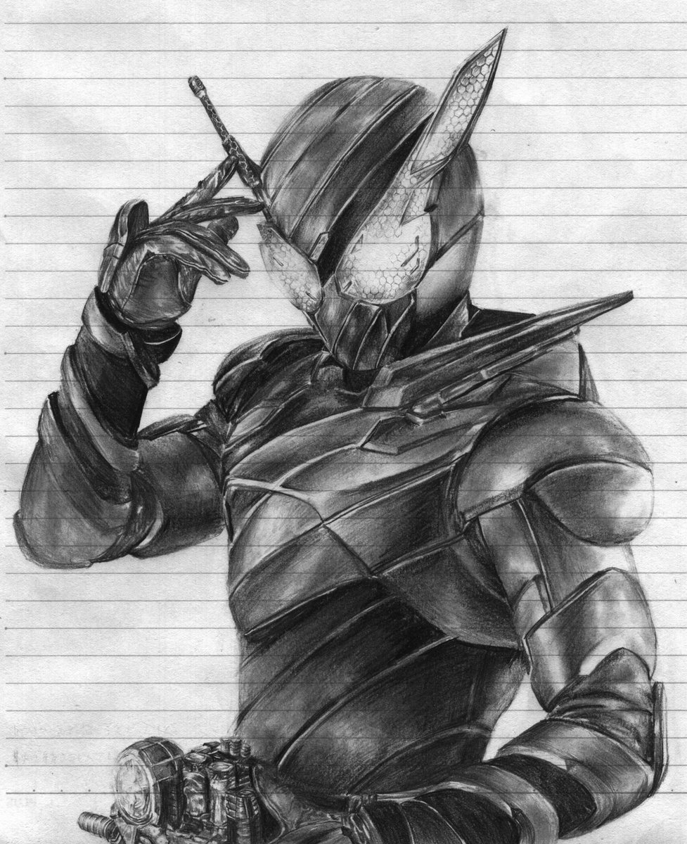 今年初の鉛筆絵は #仮面ライダービルド ラビットタンクフォーム。 今回