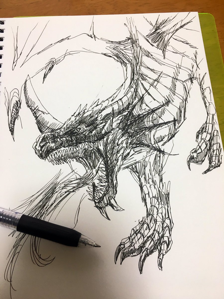 完成！！！！ #オリジナル #ドラゴン #モンスター #アナログ絵