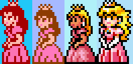 マリオ3移植のそれぞれのピーチ姫様とファミコンのマリオUSAのピーチ姫
