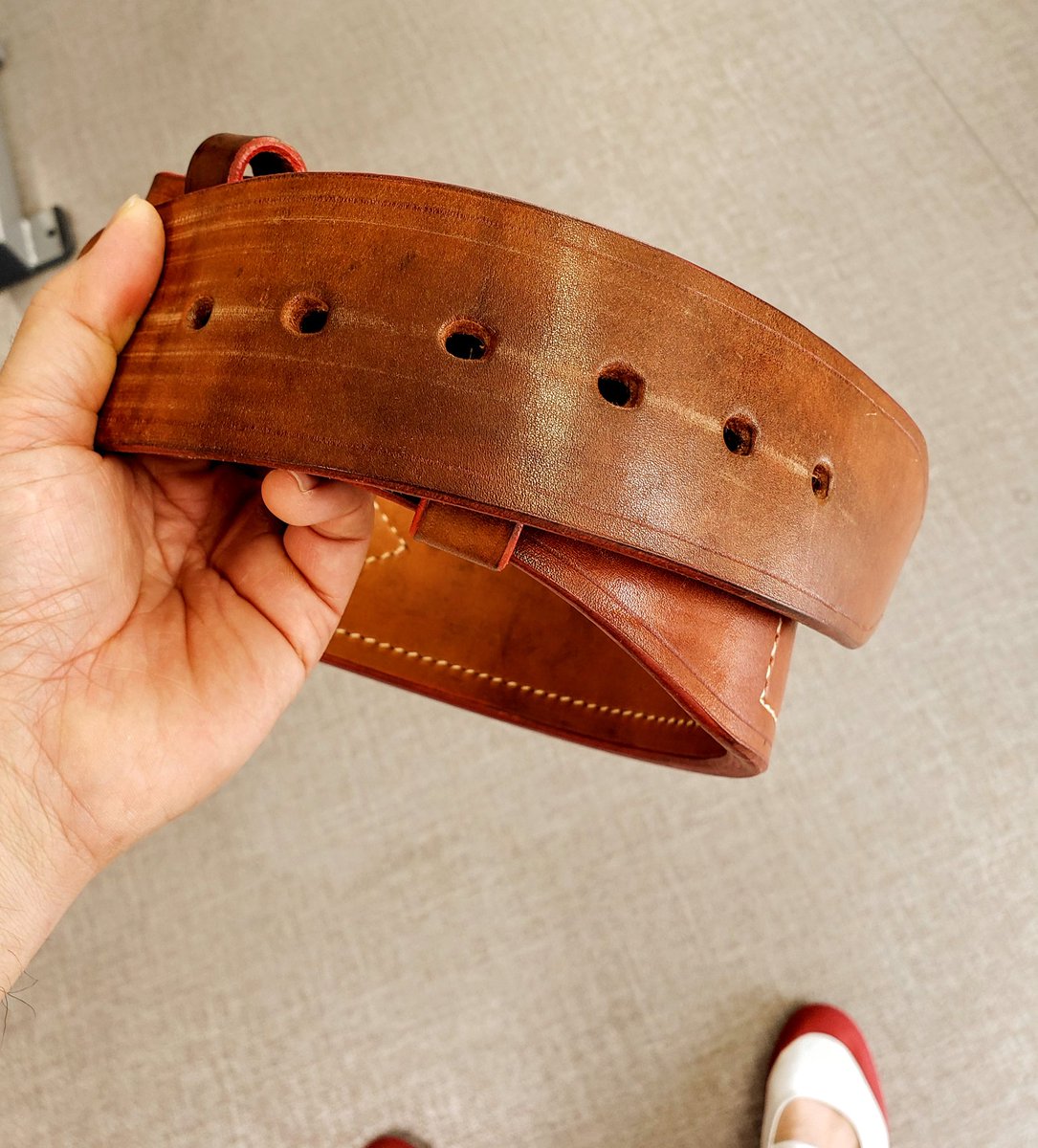 最終処分価格】ウエサカ ウェイトリフティングベルト 2枚張り Lサイズ