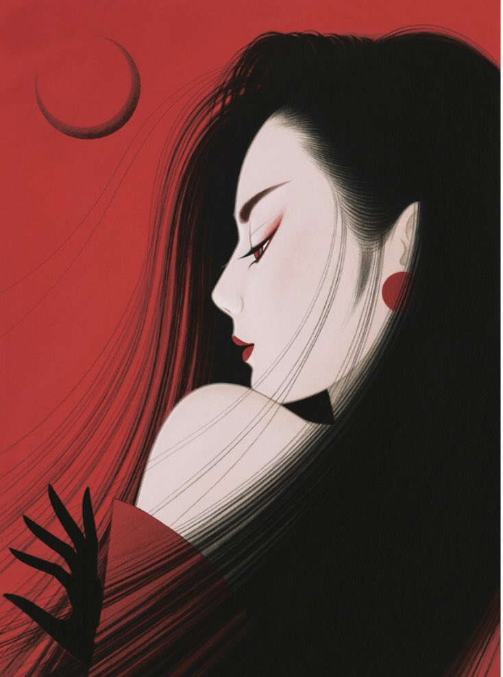 鶴田一郎の描く赤と黒の世界 #鶴田一郎 #美人画 #アートで日本を元気に