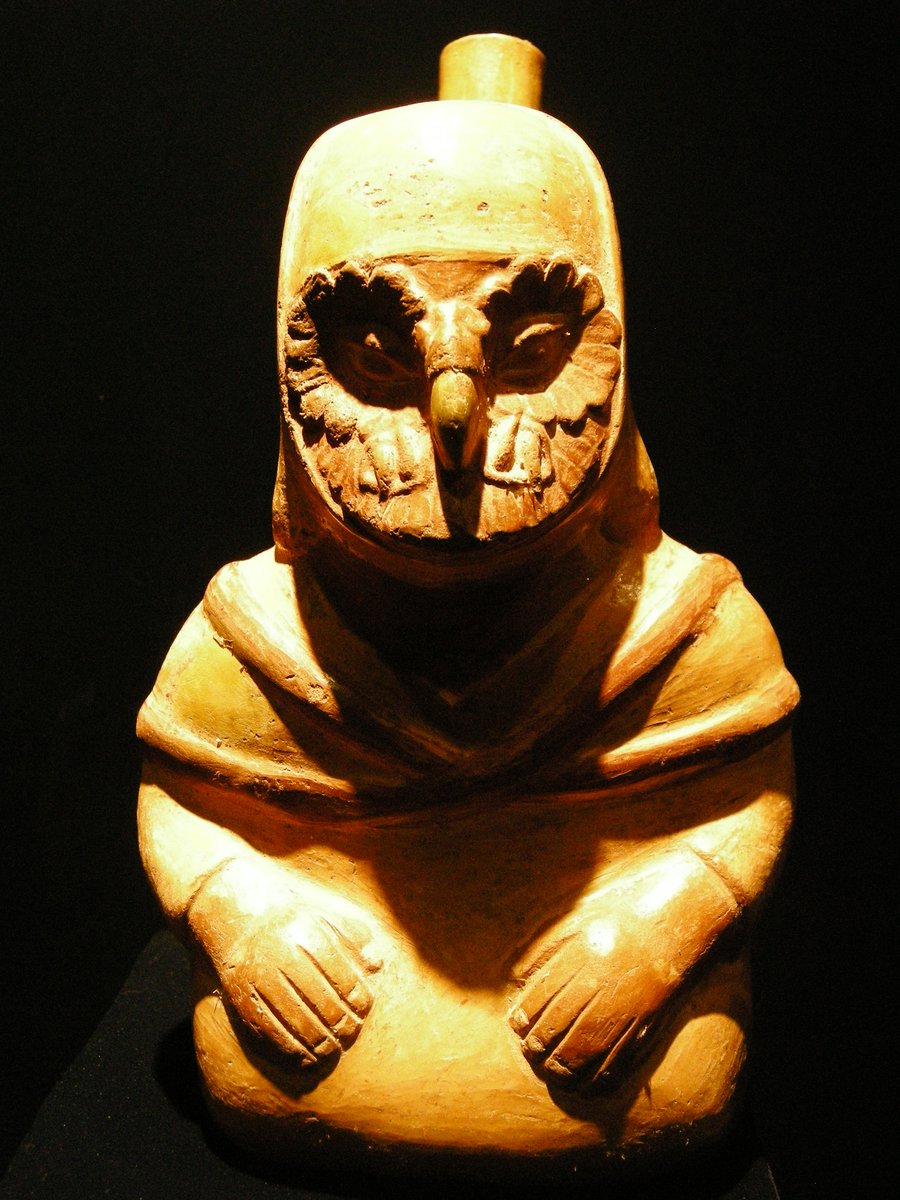 ペルー モチェ文化 フクロウの土器 リプロ品 ペルー モチェ文化