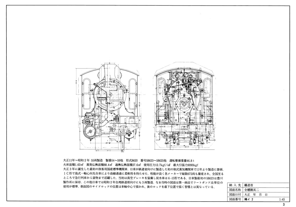yosuga2008 鉄道史資料保存会の8620形明細図は所有してません。添付は
