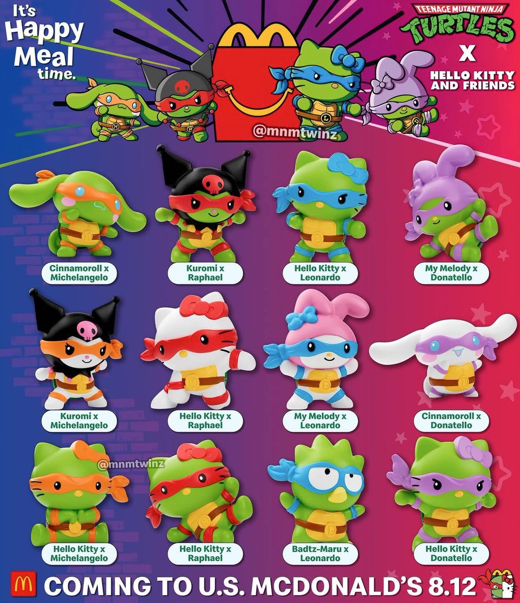 アメリカのハッピーセットのサンリオとタートルズのコラボやべ〜