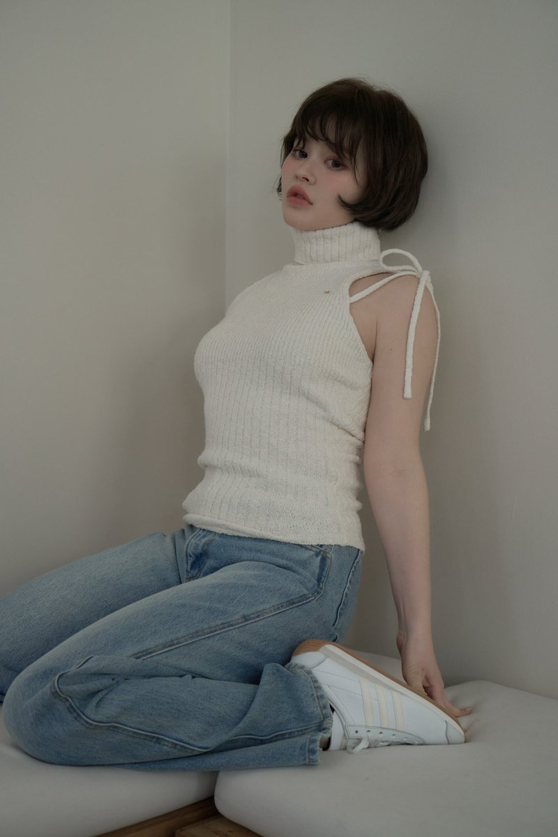 Rumi knit tank color ivory/pink ¥8,800-tax in 程よく厚みのあるぽこ