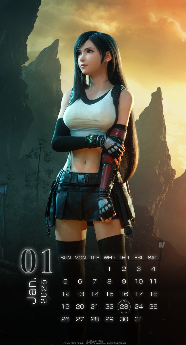 今月のカレンダーは、#FF7リバース のキービジュアルからティファ