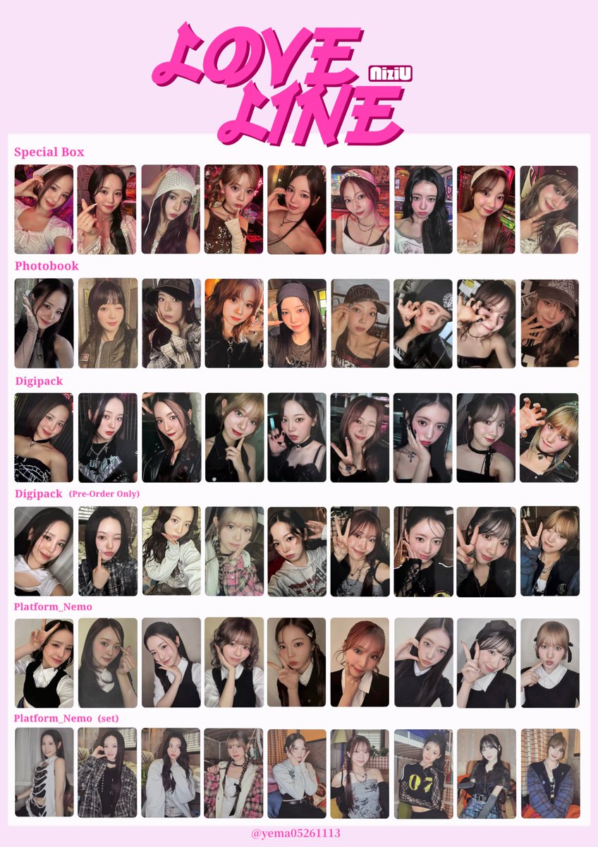 ✦𝐍𝐢𝐳𝐢𝐔 𝑳𝑶𝑽𝑬 𝑳𝑰𝑵𝑬 🩷 アルバム 封入 トレカ 一覧