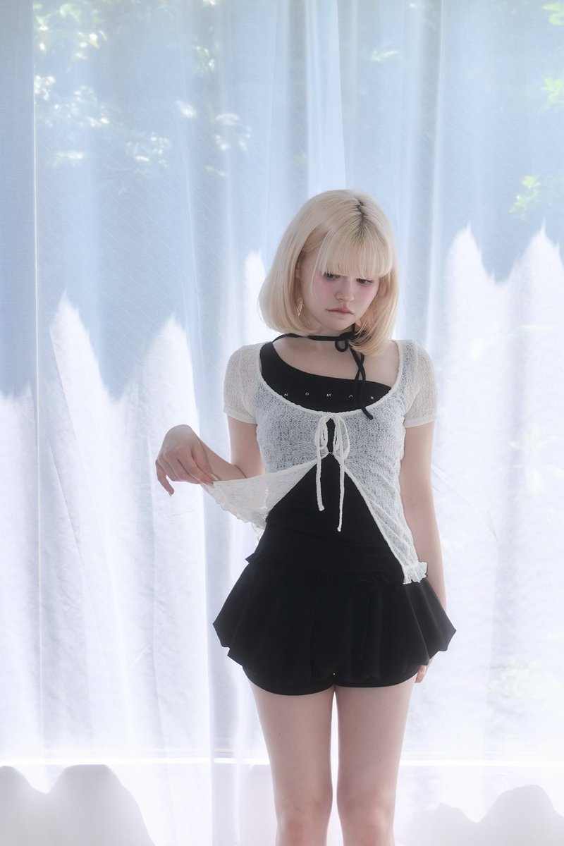 Claire set tops color ivory/black ¥12100-tax in キャミソールは