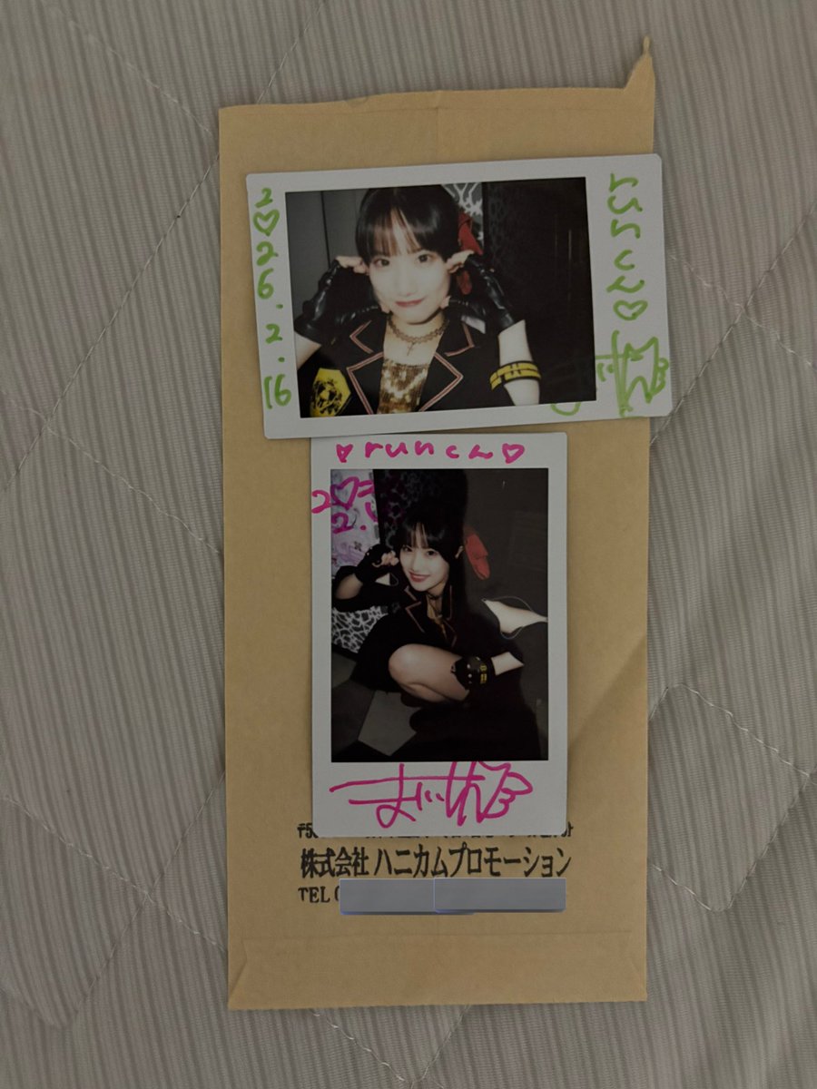 2/16のオンラインチェキ会のチェキが 昨日届いてたみたい✨️ まりりん